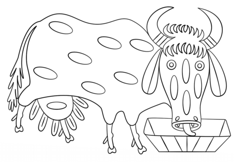 Cow By Maria Prymachenko Coloring Page